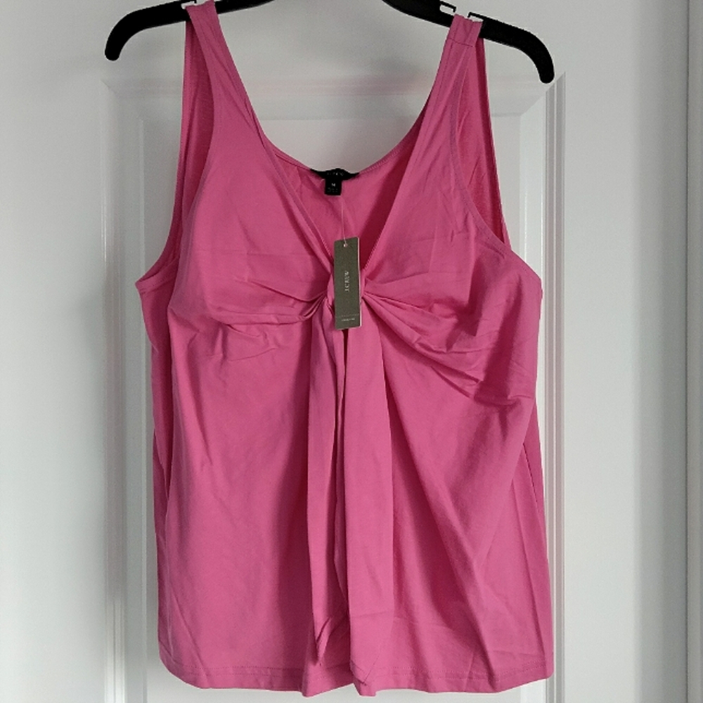 NWT M J Crew Fuchsia Pink V-Neck Tie Neck Trapeze Cut Tabk Top NEW